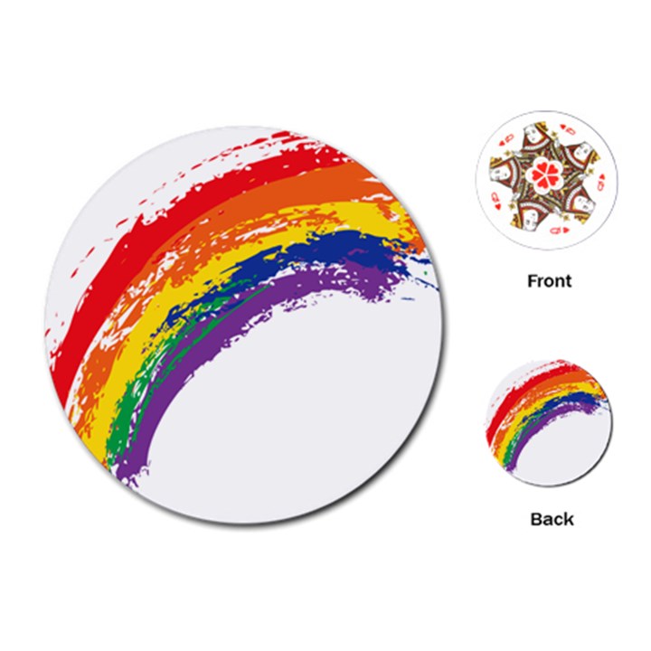 Watercolor Painting Rainbow Playing Cards (Round)