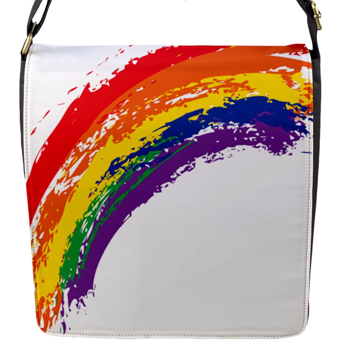 Watercolor Painting Rainbow Flap Closure Messenger Bag (S)