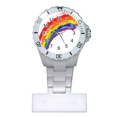 Watercolor Painting Rainbow Plastic Nurses Watch by Mariart