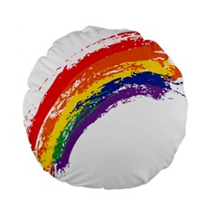 Watercolor Painting Rainbow Standard 15  Premium Flano Round Cushions by Mariart