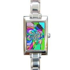 Retro Wave Background Pattern Rectangle Italian Charm Watch by Mariart