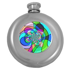 Retro Wave Background Pattern Round Hip Flask (5 Oz) by Mariart