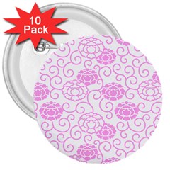 Peony Spring Flowers 3  Buttons (10 Pack)  by Mariart