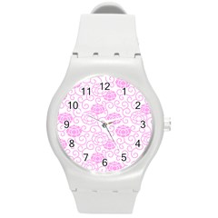 Peony Spring Flowers Round Plastic Sport Watch (m) by Mariart