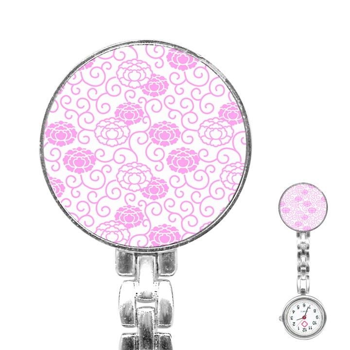 Peony Spring Flowers Stainless Steel Nurses Watch