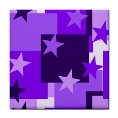 Purple Stars Pattern Shape Tile Coasters by Pakrebo