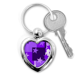 Purple Stars Pattern Shape Key Chains (heart)  by Pakrebo