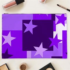 Purple Stars Pattern Shape Cosmetic Bag (xxl) by Pakrebo