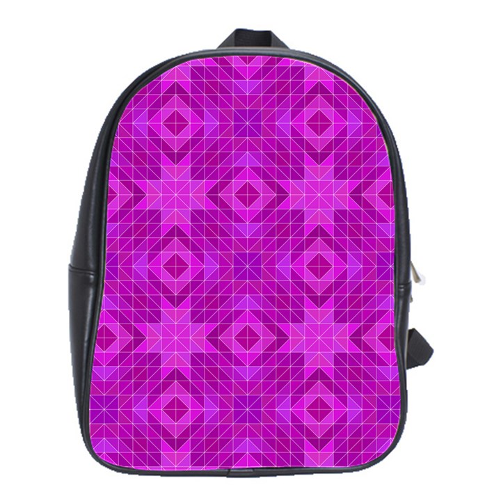 Magenta Mosaic Pattern Triangle School Bag (Large)