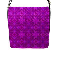 Magenta Mosaic Pattern Triangle Flap Closure Messenger Bag (l) by Pakrebo