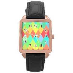 Low Poly Triangles Rose Gold Leather Watch  by Pakrebo