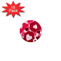 Pink Hearts Pattern Love Shape 1  Mini Magnet (10 Pack)  by Pakrebo