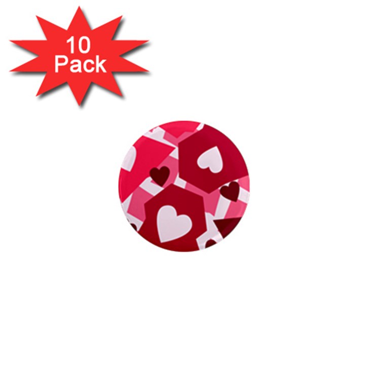 Pink Hearts Pattern Love Shape 1  Mini Magnet (10 pack) 