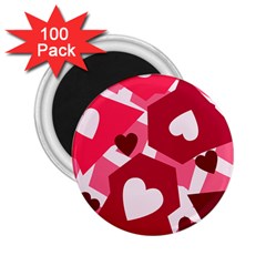 Pink Hearts Pattern Love Shape 2 25  Magnets (100 Pack)  by Pakrebo