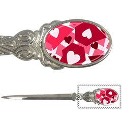 Pink Hearts Pattern Love Shape Letter Opener by Pakrebo