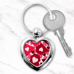 Pink Hearts Pattern Love Shape Key Chains (heart)  by Pakrebo