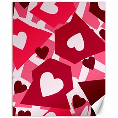 Pink Hearts Pattern Love Shape Canvas 16  X 20  by Pakrebo