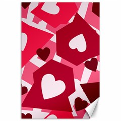 Pink Hearts Pattern Love Shape Canvas 24  X 36  by Pakrebo