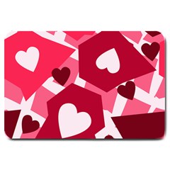 Pink Hearts Pattern Love Shape Large Doormat  by Pakrebo