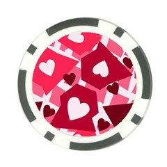 Pink Hearts Pattern Love Shape Poker Chip Card Guard (10 Pack) by Pakrebo