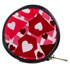 Pink Hearts Pattern Love Shape Mini Makeup Bag by Pakrebo