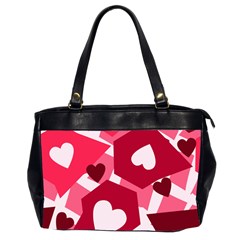 Pink Hearts Pattern Love Shape Oversize Office Handbag (2 Sides) by Pakrebo