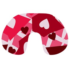 Pink Hearts Pattern Love Shape Travel Neck Pillows by Pakrebo