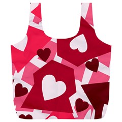 Pink Hearts Pattern Love Shape Full Print Recycle Bag (xl) by Pakrebo