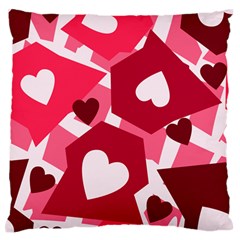 Pink Hearts Pattern Love Shape Large Flano Cushion Case (two Sides) by Pakrebo