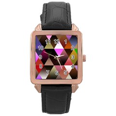 Abstract Geometric Triangles Shapes Rose Gold Leather Watch  by Pakrebo