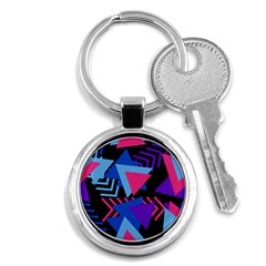 Memphis Pattern Geometric Abstract Key Chains (round)  by Pakrebo