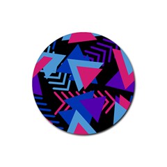 Memphis Pattern Geometric Abstract Rubber Round Coaster (4 Pack)  by Pakrebo