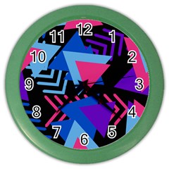 Memphis Pattern Geometric Abstract Color Wall Clock by Pakrebo