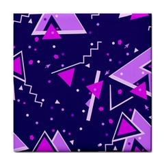 Purple Blue Geometric Pattern Tile Coasters by Pakrebo