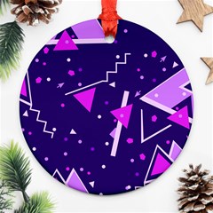 Purple Blue Geometric Pattern Ornament (round) by Pakrebo