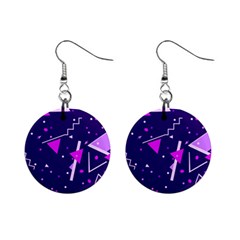 Purple Blue Geometric Pattern Mini Button Earrings by Pakrebo