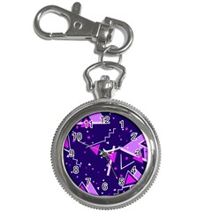 Purple Blue Geometric Pattern Key Chain Watches by Pakrebo