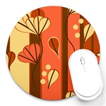 Amber Yellow Stripes Leaves Floral Round Mousepads Front