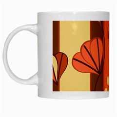 Amber Yellow Stripes Leaves Floral White Mugs by Pakrebo