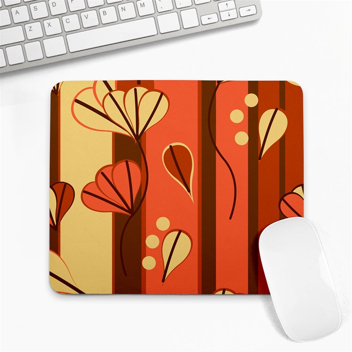 Amber Yellow Stripes Leaves Floral Large Mousepads