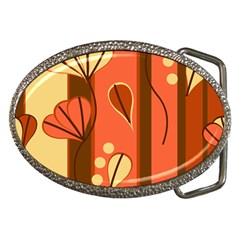 Amber Yellow Stripes Leaves Floral Belt Buckles by Pakrebo