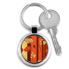 Amber Yellow Stripes Leaves Floral Key Chains (round)  by Pakrebo