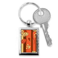 Amber Yellow Stripes Leaves Floral Key Chains (rectangle)  by Pakrebo