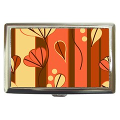 Amber Yellow Stripes Leaves Floral Cigarette Money Case by Pakrebo