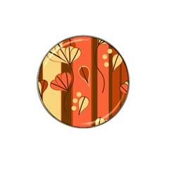 Amber Yellow Stripes Leaves Floral Hat Clip Ball Marker (4 Pack) by Pakrebo