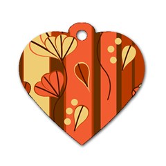 Amber Yellow Stripes Leaves Floral Dog Tag Heart (one Side) by Pakrebo