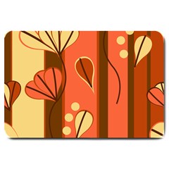 Amber Yellow Stripes Leaves Floral Large Doormat  by Pakrebo