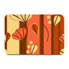 Amber Yellow Stripes Leaves Floral Plate Mats by Pakrebo