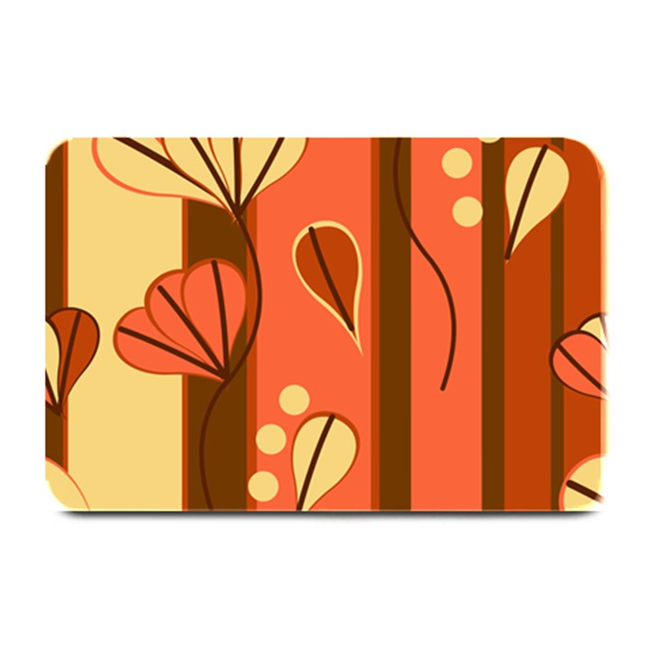 Amber Yellow Stripes Leaves Floral Plate Mats