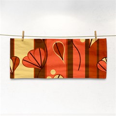 Amber Yellow Stripes Leaves Floral Hand Towel by Pakrebo